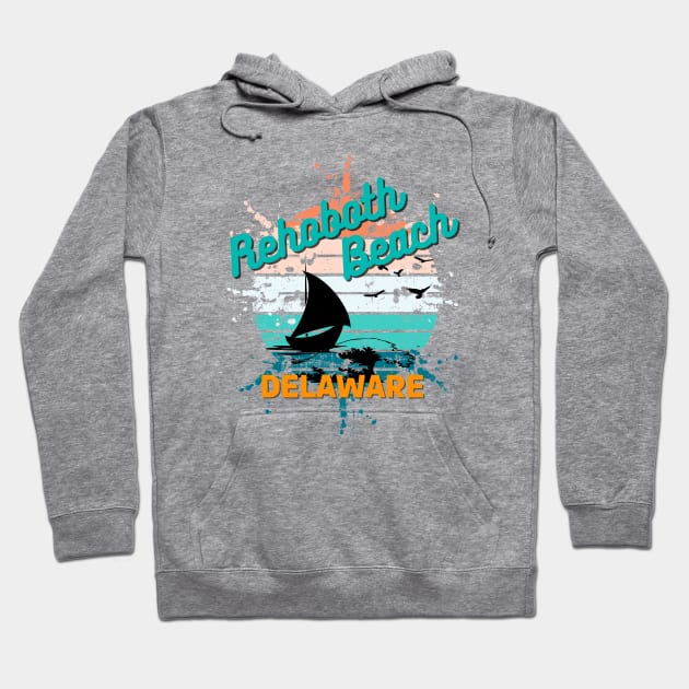 Rehoboth Beach Delaware Retro Vintage Sunset Hoodie by AdrianaHolmesArt